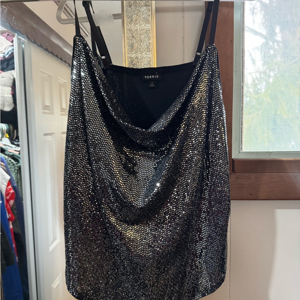 Torrid Black Sequin Camisole Top